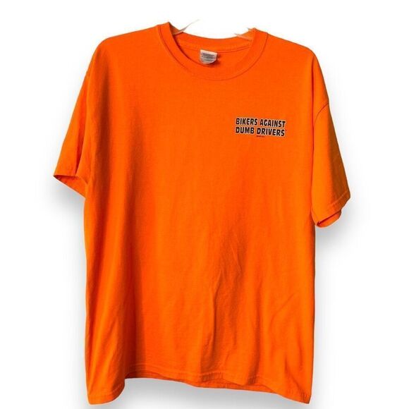 Gildan Men's "Bikers Against Dumb Drivers" Graphic T-shirt Orange Large - Picture 1 of 9